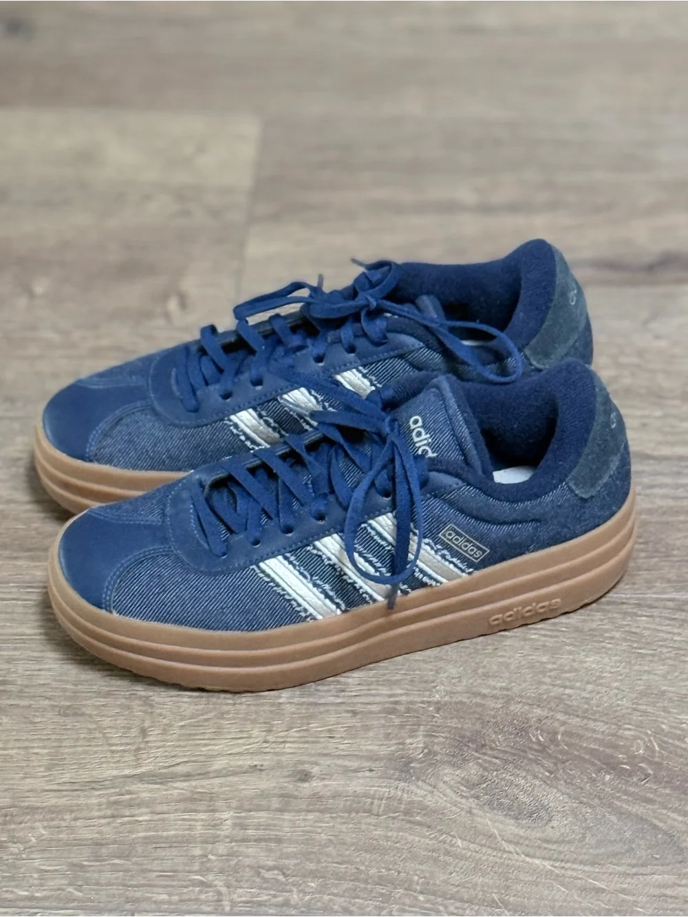 Adidas VL Court Bold Denim Platform Sneakers Womens 7.5 Blue Gum JS4471